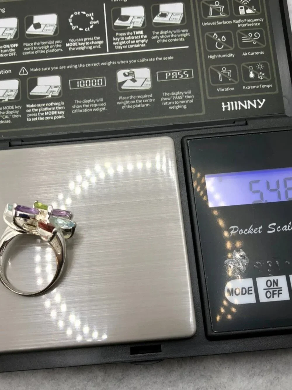 Colorful Sterling silver multicolor stone flower ring   6.5 - 7
